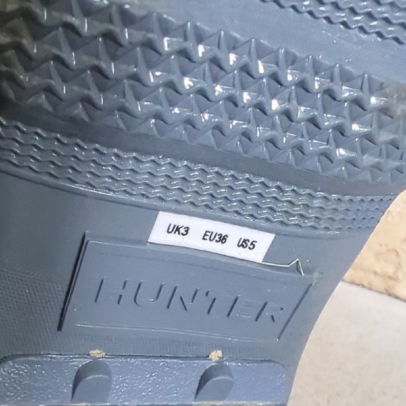 HUNTER I Original Tall Gloss Graphite Blue Grey Welly Rain Boots, US 5 EU 36 - Picture 15 of 16